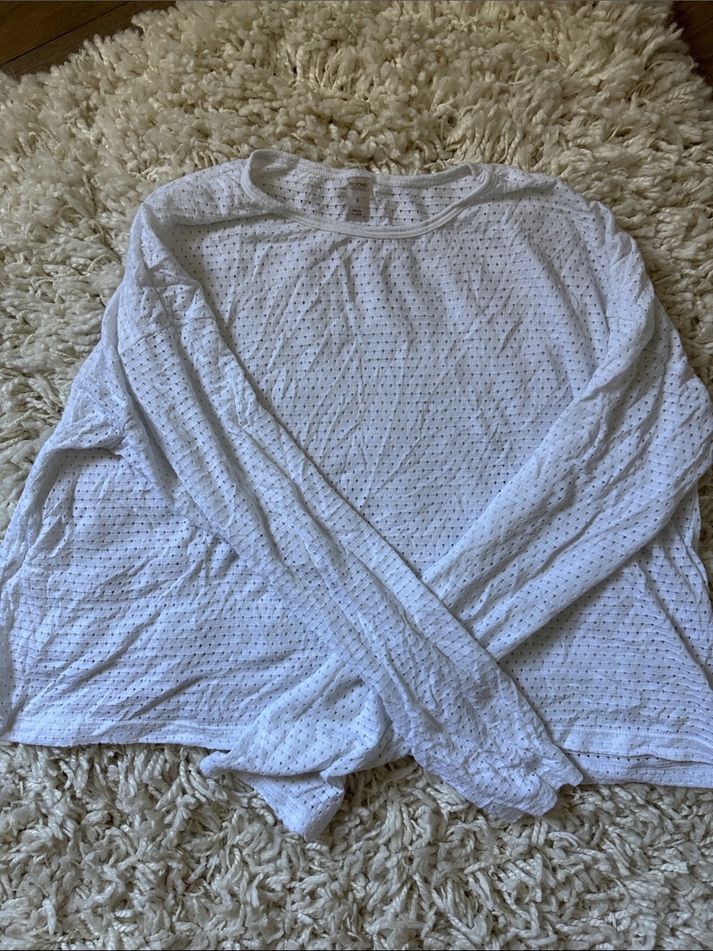 Beyond Yoga White Eyelet Long Sleeve Tee
